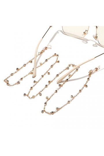 Liuzh Chaîne de lunettes en métal avec strass transparents Fait à la main