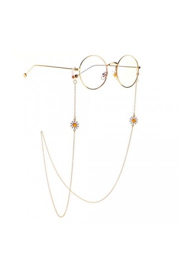 Liuzh Accessoires Chaîne de lunettes en métal avec pendentif en forme de marguerite Doré