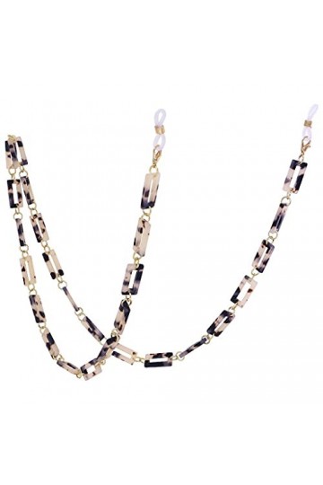 XOUVY Chaîne de lunettes hexagonales en résine Lunettes de lecture pour femme Collier à suspendre avec bracelet en cordon Bij