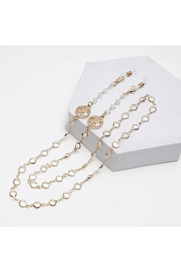 LHLLHL Chaîne de Lunettes for Femmes élégante Perle perlée Cristal Lunettes de Soleil lanière Titulaire Cou Cordon Lunettes B