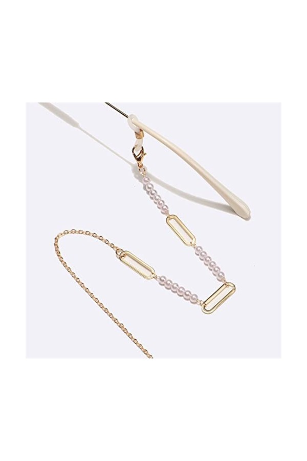 SUNMME Chaîne de Lunettes de Mode Or Perle chaîne de Lunettes Ovale en métal