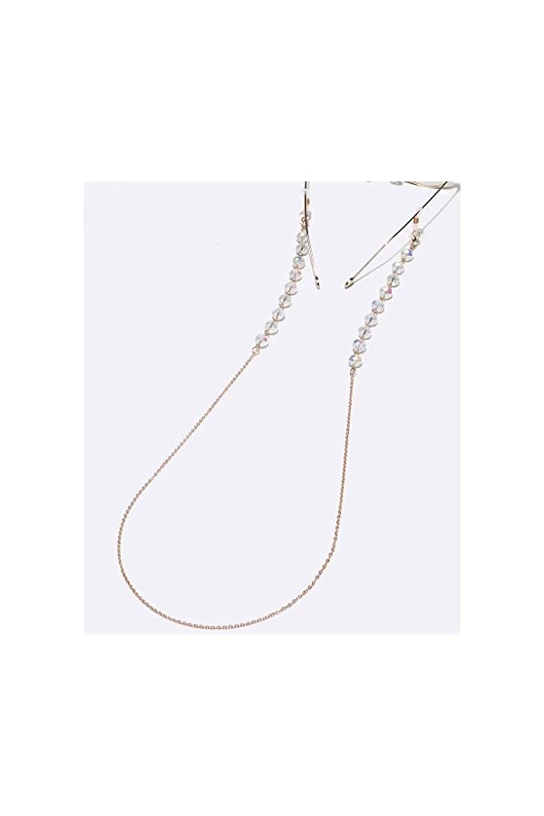 SUNMME Lunettes Rondes en Cristal chaîne personnalité Mode Lunettes Corde Longe Lunettes Accessoires