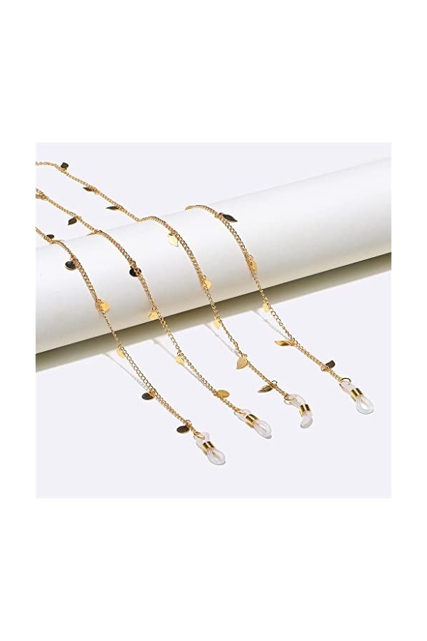 OQHAIR Ensemble deux pièces Chaîne à lunettes Feuille Disque Or Corde à lunettes D Talla ?nica 