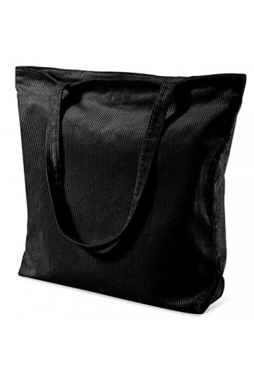 TTIAISHLE® Grand sac femme en velours côtelé avec fermeture éclair, sac fourre-tout, sac à bandoulière, sac en tissu jute sac