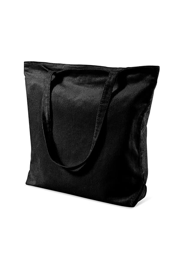 TTIAISHLE® Grand sac femme en velours côtelé avec fermeture éclair, sac fourre-tout, sac à bandoulière, sac en tissu jute sac
