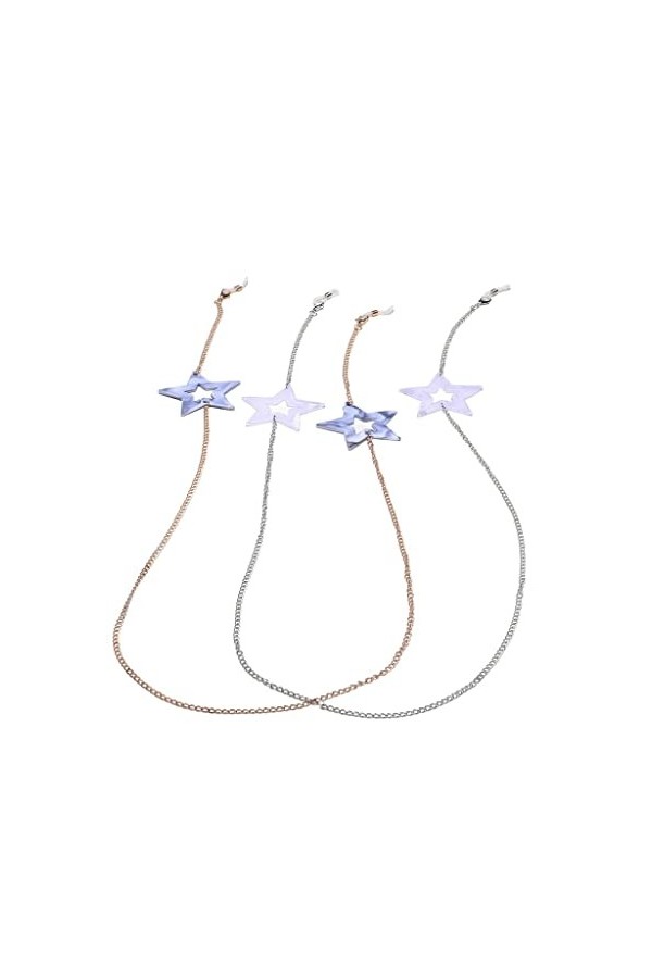 GJRFYJ Chaîne à lunettes deux pièces Acrylique Étoile Or et argent Corde à lunettes