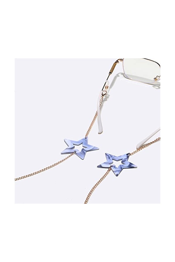 GJRFYJ Chaîne à lunettes deux pièces Acrylique Étoile Or et argent Corde à lunettes
