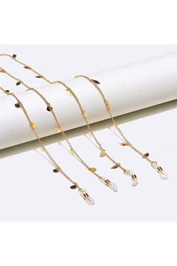 GJRFYJ Ensemble deux pièces Chaîne à lunettes Feuille Disque Or Corde à lunettes