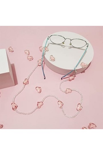 FIDDAA Chaîne de Lunettes for Femmes élégant Masque lanière Amour Cristal Masque chaîne Yeux Lunettes Support Sangle