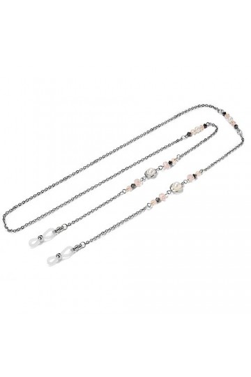 OQHAIR Chaîne de Lunettes en Acier Inoxydable Corde Suspendue Cou Lunettes de Soleil Perle Cristal Lanière pour Femmes Coule