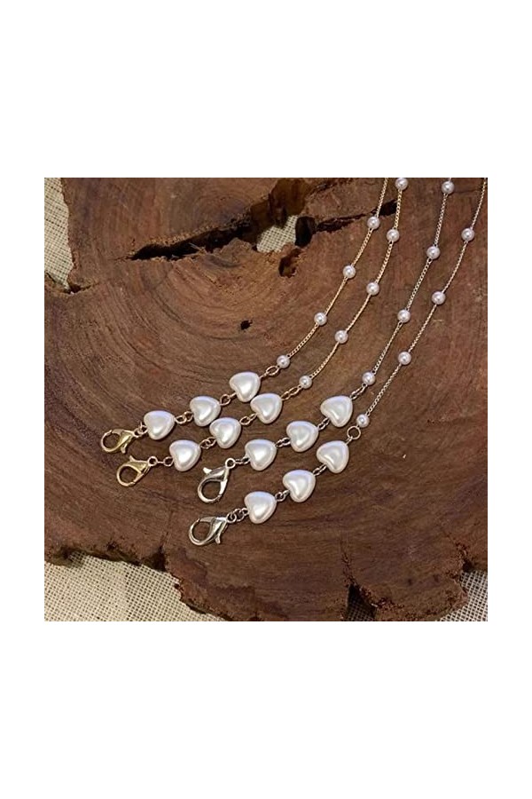 FIDDAA 2 pièces Masque Corde Lunettes chaîne Amour Coeur Masque chaîne Perle chaîne Vintage métal Lunettes de Soleil Pend Mas