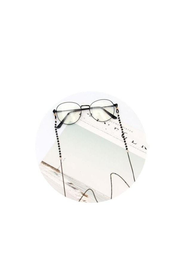 JJZXD Lunettes Chaîne Cou Suspendu Corde Masque Chaîne Corde Métal Noir
