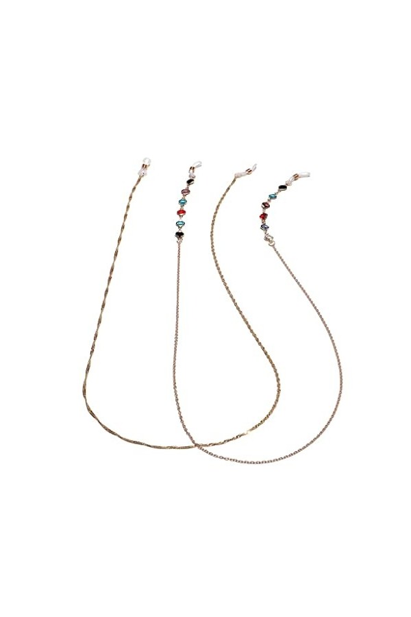 GJRFYJ Ensemble deux pièces chaîne de lunettes vague deau verre coloré or lunettes corde