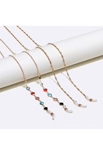 GJRFYJ Ensemble deux pièces chaîne de lunettes vague deau verre coloré or lunettes corde