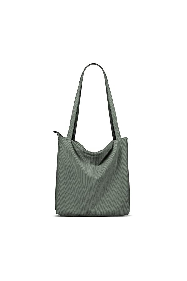 TTIAISHLE® Grand sac femme en velours côtelé avec fermeture éclair, sac fourre-tout, sac à bandoulière, sac en tissu jute sac