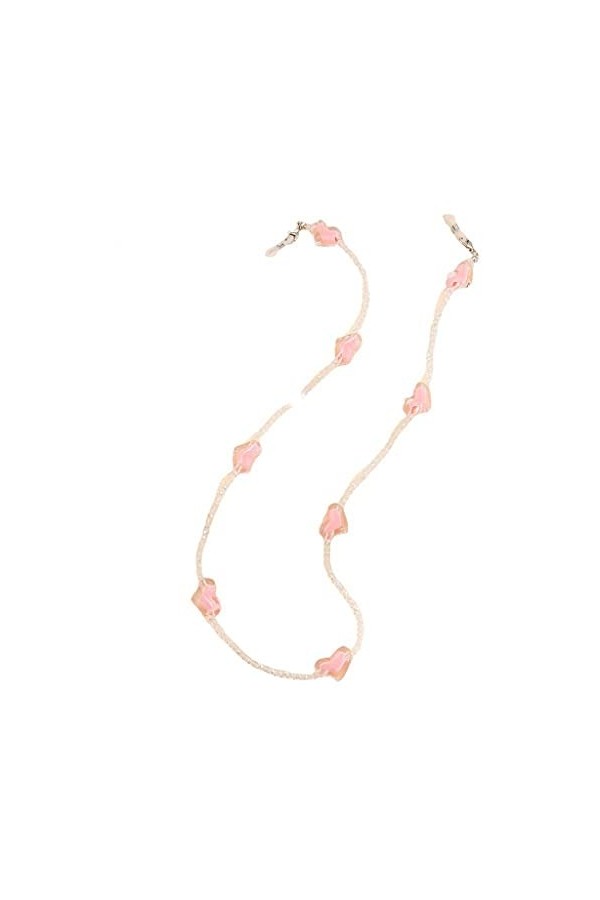 TKFDC Lunettes de soleil en cristal rose amoureux Chaîne de perle transparente romantique pour lunettes femmes lanières bijou