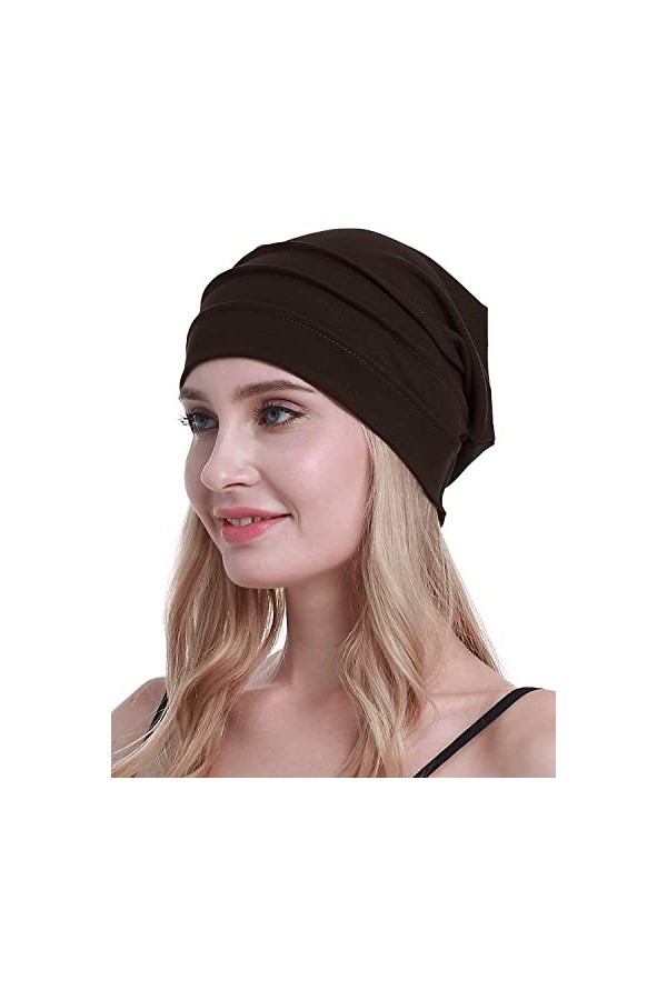 osvyo Coton Chemo Chapeaux Soft Casquettes Cancer Coiffures pour femmes perte de cheveux emballage scellé, café, taille uniqu
