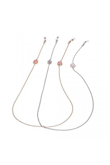 EYHLKM Ensemble Deux pièces, chaîne à Lunettes, chaîne en cuivre, Perles Roses craquelées, Corde à Lunettes