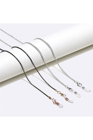 EYHLKM Ensemble Deux pièces Chaîne à Lunettes Chaîne à Billes en Or Noir Corde à Lunettes en Argent
