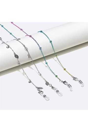EYHLKM Fashion Two-Piece Set Lunettes Chaîne Feuilles colorées Lunettes Corde