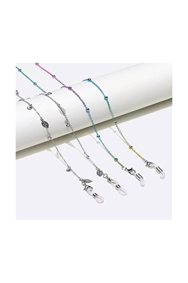 EYHLKM Fashion Two-Piece Set Lunettes Chaîne Feuilles colorées Lunettes Corde