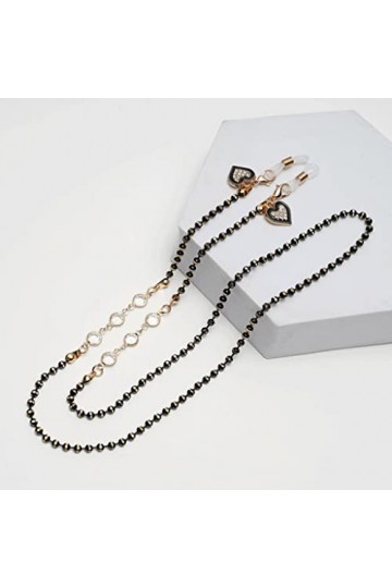 JJZXD Chaîne de Lunettes for Femmes élégante Perle perlée Cristal Lunettes de Soleil lanière Titulaire Cou Cordon Lunettes Bi