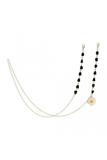 XOUVY Métal Daisy Fleur Perle Lunettes De Soleil Chaîne De Lunettes Femmes Hommes Cristal Acrylique Perlé Lunettes Chaîne Lan