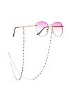 FIDDAA Chaîne de Lunettes for Fille Chaînes de Lunettes de Soleil en Or perlé Noir for Femmes Perles de Cristal Longe de Lune