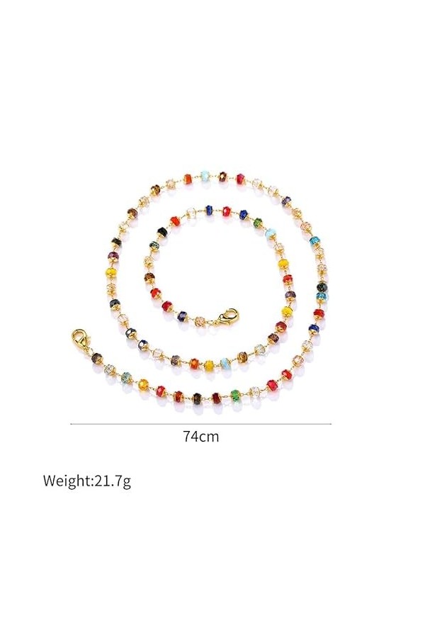 JJZXD Chaîne de Lunettes de chaîne de Perles de Cristal colorées nationales bohémiennes chaîne de Lunettes de Support de Femm