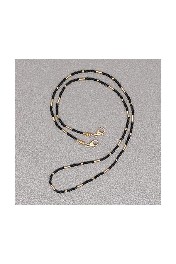 LHLLHL Chic Simple Perles Noires Masque Chaîne Titulaire Mode Femmes Lunettes Chaîne Titulaire Bijoux