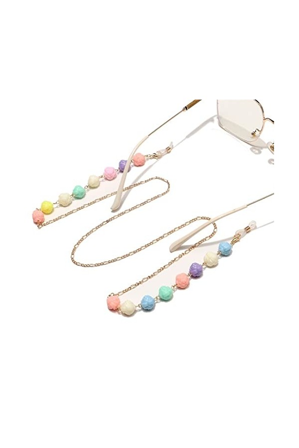 Générique Corde à Lunettes en métal Chaîne à Lunettes Ne se fanant Pas Fleurs dorées 8 mm D Talla ?nica 