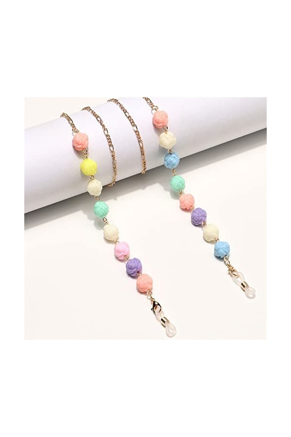 Générique Corde à Lunettes en métal Chaîne à Lunettes Ne se fanant Pas Fleurs dorées 8 mm D Talla ?nica 