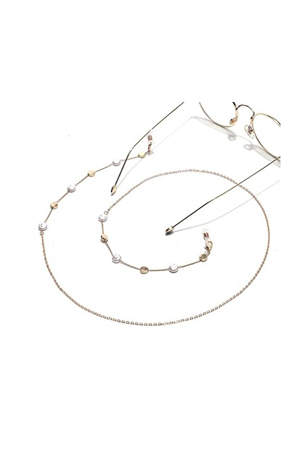 Générique Chaîne de Lunettes en Or avec Perles Rondes Collier Lunettes de Soleil Lunettes de Soleil Anti-Perte Anti-Chute Cor