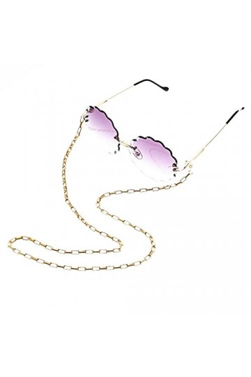 TKFDC Porte-chaîne de lunettes pour femmes Métal Petite chaîne ovale pour lunettes Lanière Sangle Lunettes de soleil Cordes V