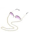 TKFDC Porte-chaîne de lunettes pour femmes Métal Petite chaîne ovale pour lunettes Lanière Sangle Lunettes de soleil Cordes V