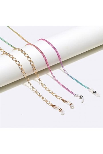 GJRFYJ Ensemble deux pièces Chaîne à lunettes Corde à lunettes dorée colorée