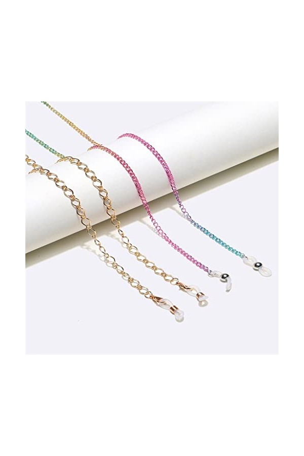 GJRFYJ Ensemble deux pièces Chaîne à lunettes Corde à lunettes dorée colorée