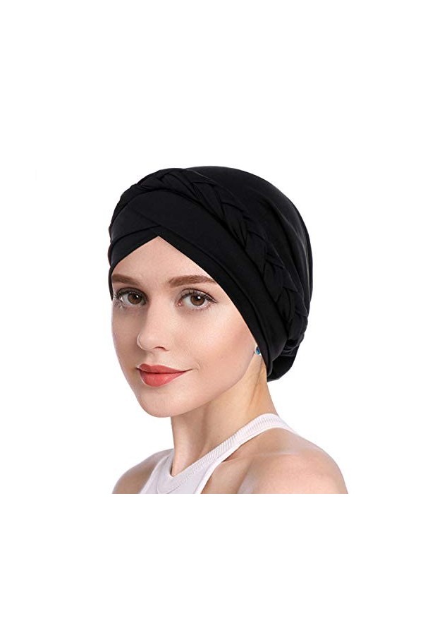 SIQITECH Femme Bonnet Turban Extensible Bonnet de Sommeil Coton Foulard Cheveux Femme Bonnet Nuit Musulmanes Inde Chapeau Mus