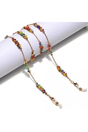 TKFDC Clip chaîne coloré riz perle lunettes lunettes de lunette de lunette de lunette de lunette de corde Landyard Color : G