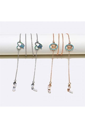 EYHLKM Ensemble de 2 pièces Chaîne de Lunettes Style Mixte Perle Coeur de pêche Turquoise Lunettes Corde Antidérapant