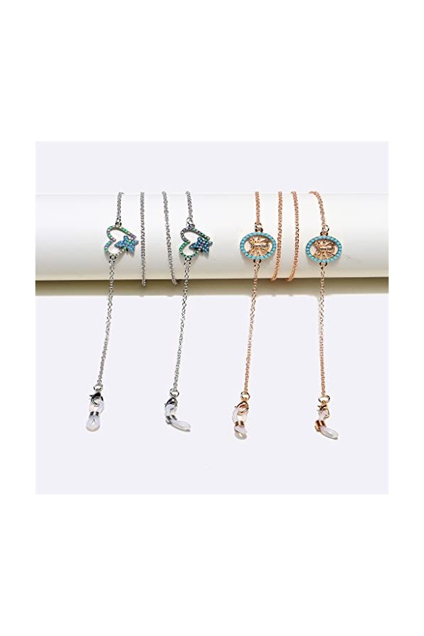 EYHLKM Ensemble de 2 pièces Chaîne de Lunettes Style Mixte Perle Coeur de pêche Turquoise Lunettes Corde Antidérapant