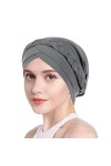 SIQITECH Femme Bonnet Turban Extensible Bonnet de Sommeil Coton Foulard Cheveux Femme Bonnet Nuit Musulmanes Inde Chapeau Mus