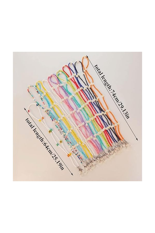 XOUVY Chaîne de Perles de Couleur mélangée pour Filles, Porte-Masque pour Lunettes, Cordon tressé Couleur : B, Taille : Tail