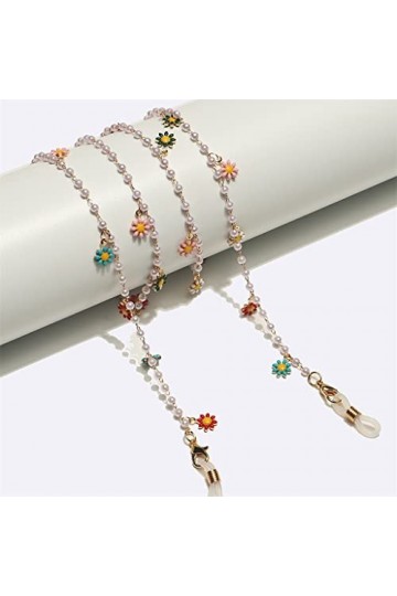SUNMME Corde à Lunettes en métal Faite à la Main Chaîne de Lunettes à Pendentif Perle colorée