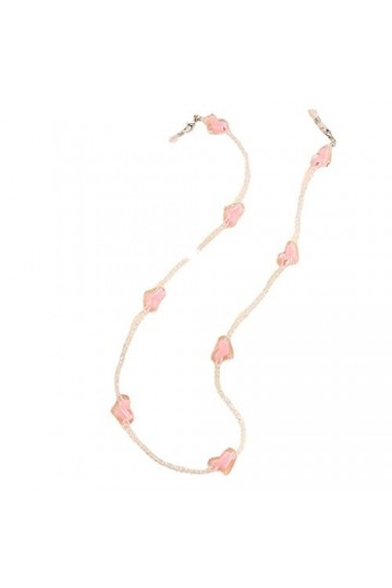YANYUESHOP Chaîne de Lunettes de Soleil en Cristal Rose Coeur damour chaîne de Perles Transparentes romantiques pour Lunette