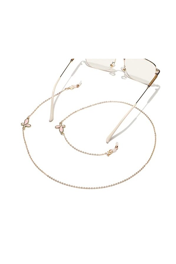 Générique Chaîne de Lunettes en métal Anti-Perte avec Corde à Lunettes en Or gravé Rose Animal D Talla ?nica 
