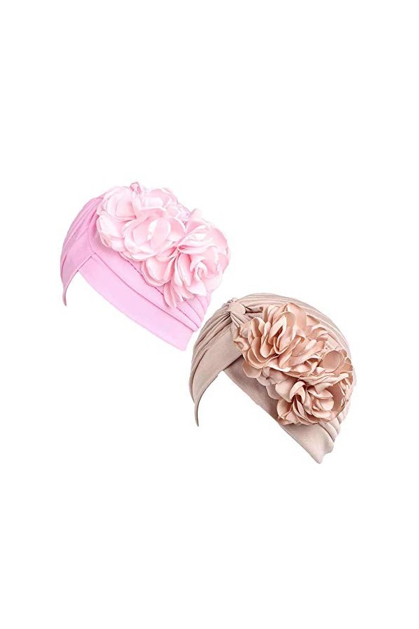 Pluto & Fox Casquettes Bonnets De Tissu Beanie avec Grand Ornement Fleur Turban pour La Tête De Femme pour Cancer Chimio Chim