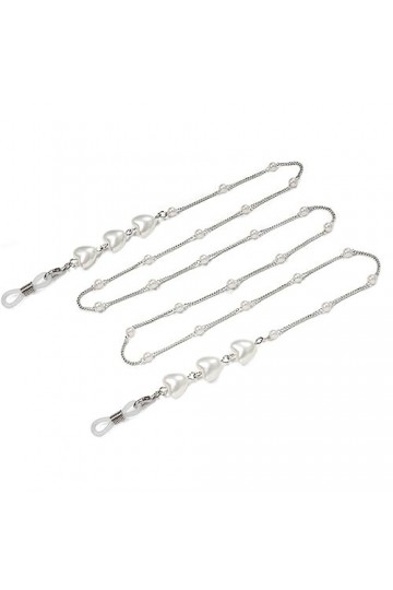 SDFGH Chaîne en forme de coeur Chaîne de perles Collier Chaîne de lunettes Bracelet Galvanoplastie Color : Argento, Size : 7