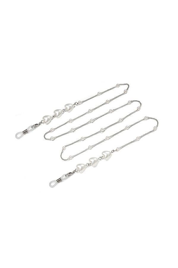 SDFGH Chaîne en forme de coeur Chaîne de perles Collier Chaîne de lunettes Bracelet Galvanoplastie Color : Argento, Size : 7