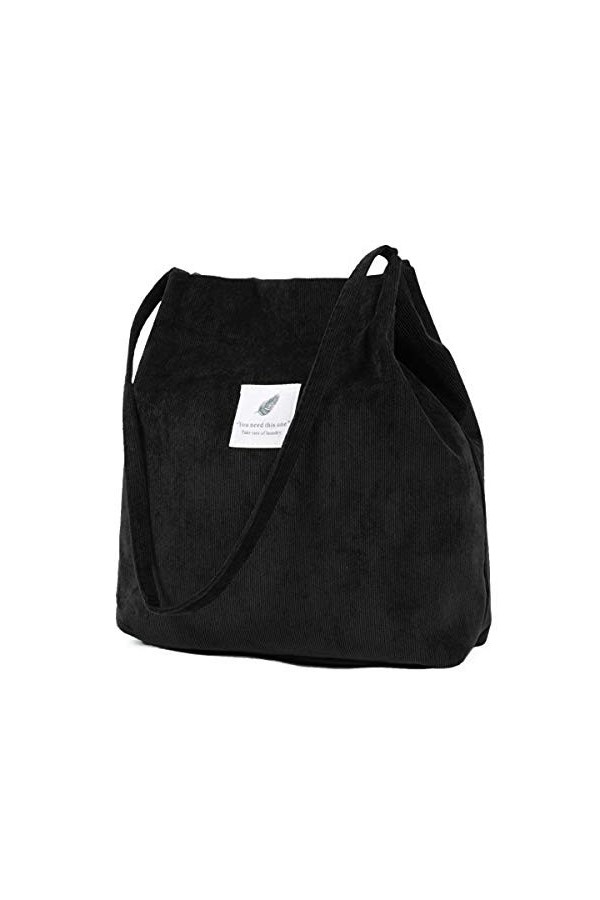 ZhengYue Sac Velours côtelé Dames Fille Lavable réutilisable Sac Transport Grand Sac à bandoulière Sac à Main Shopper pour éc